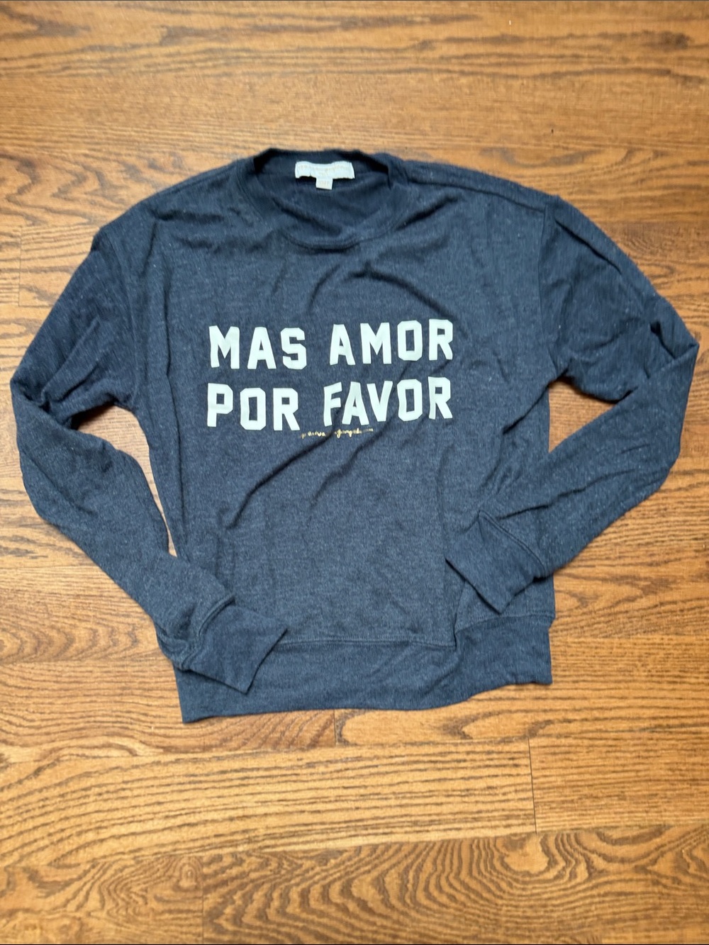 Spiritual Gangster Navy 'Mas Amor Por Favor' Graphic Crewneck Sweater Size Small